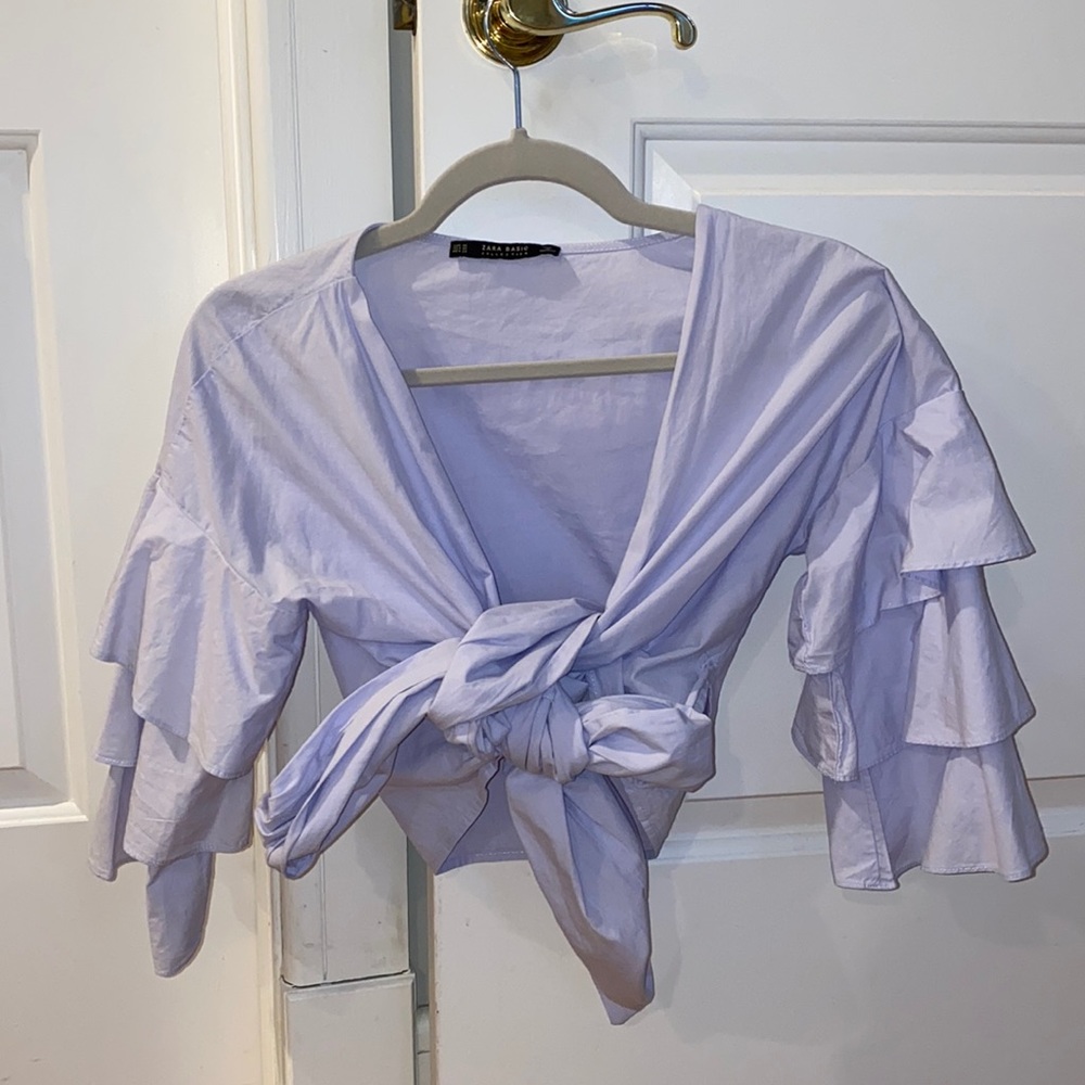Zara cropped tie shirt